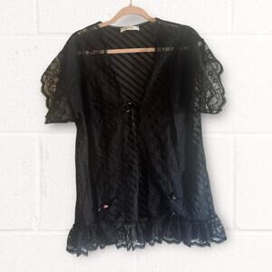 Vintage Val Mode black lace lingerie coverup